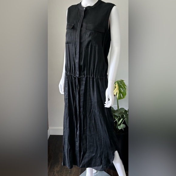 Vince Long Dress Black Linen/Viscose/Elastane Sz Small - Picture 8 of 8